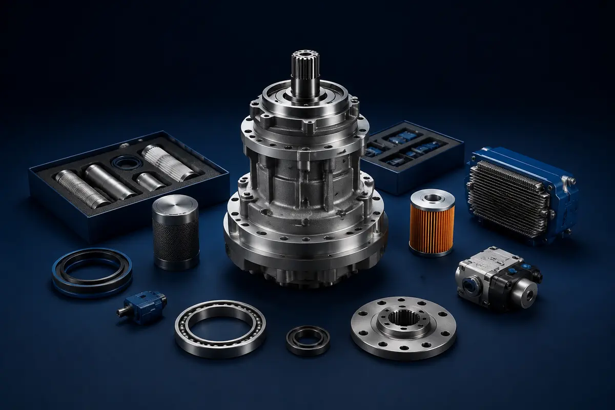 Industrial component surrounded by coordinated service and upgrade modules